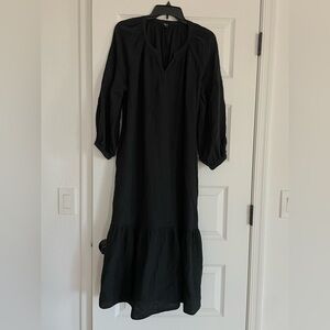 Rails Vittoria Black Long Sleeve Organic Cotton Gauze Dress Large